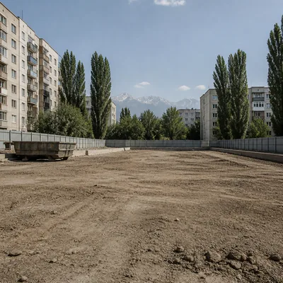 Расчищенная территория, грунт вывезен