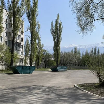 Двор после вывоза матрасов расчищен, контейнеры свободны