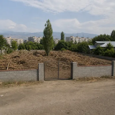 Куча сухих веток и листвы на дачном участке в Боралдае