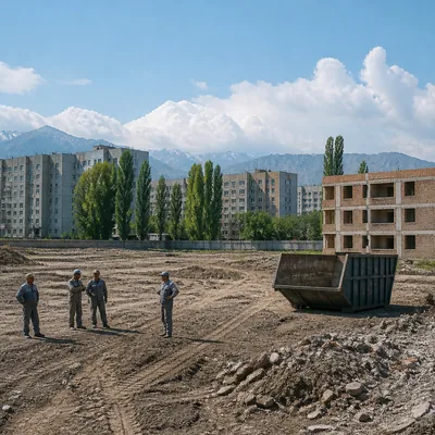 Расчищенный участок стройплощадки после вывоза сантехники
