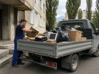 Офисный мусор в мешках и коробках готов к вывозу