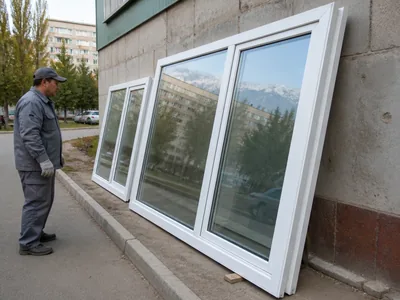 PVC double-glazed units prepared for removal