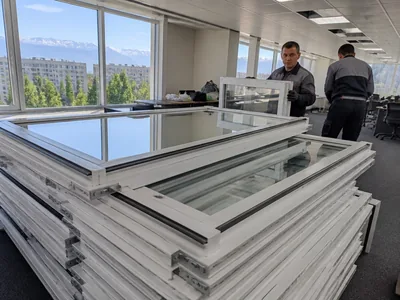 A batch of double-glazed units after office glazing replacement