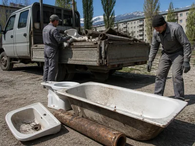Старая ванна и сантехника из частного дома